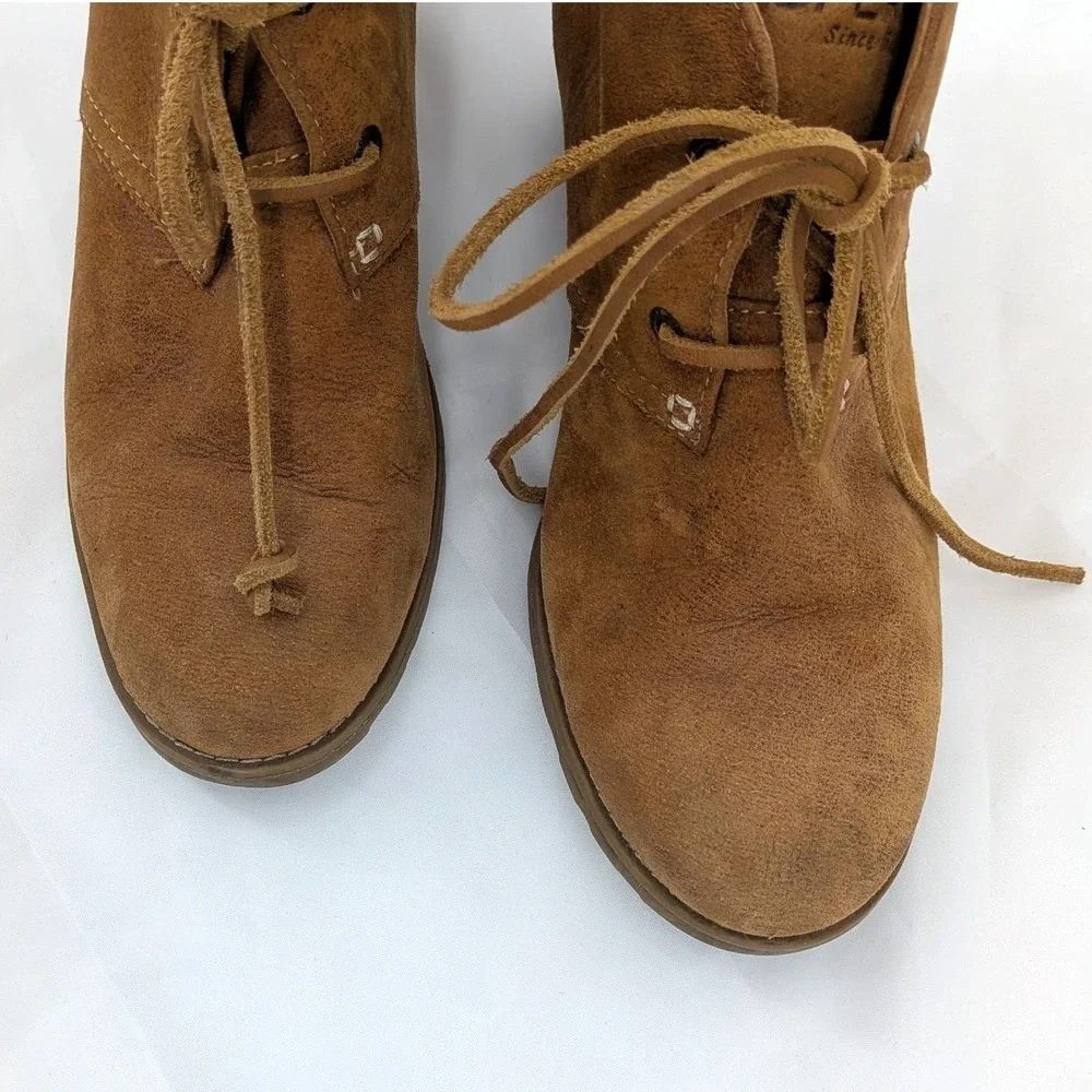 Rustic Western Boho Suede Ankle Boots‎ Sperry Leather Lace Up Booties 8